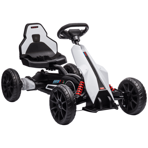 HOMCOM Go Kart Carro Elétrico para Crianças de 3 a 8 Anos Kart a Bateria 12V Velocidade Ajustável 3-5 kmh e Cinto de Segurança Carga 30 kg para Exterior 100x58x58,5 cm Branco HOMCOM Go Kart Carro Elétrico para Crianças de 3 a 8 Anos Kart a Bateria 12V Velocidade Ajustável 3-5 kmh e Cinto de Segurança Carga 30 kg para Exterior 100x58x58,5 cm Branco