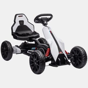 HOMCOM Go Kart Carro Elétrico para Crianças de 3 a 8 Anos Kart a Bateria 12V Velocidade Ajustável 3-5 kmh e Cinto de Segurança Carga 30 kg para Exterior 100x58x58,5 cm Branco