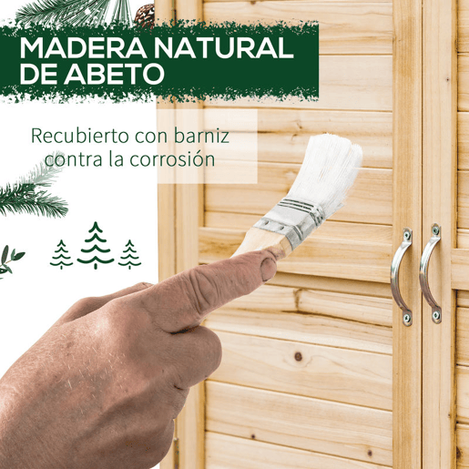 Outsunny Armário de Jardim de Madeira Armário de Exterior Armário de Armazenamento com 2 Portas Prateleira e Base Elevada para Varanda Pátio 83x40x92 cm Madeira