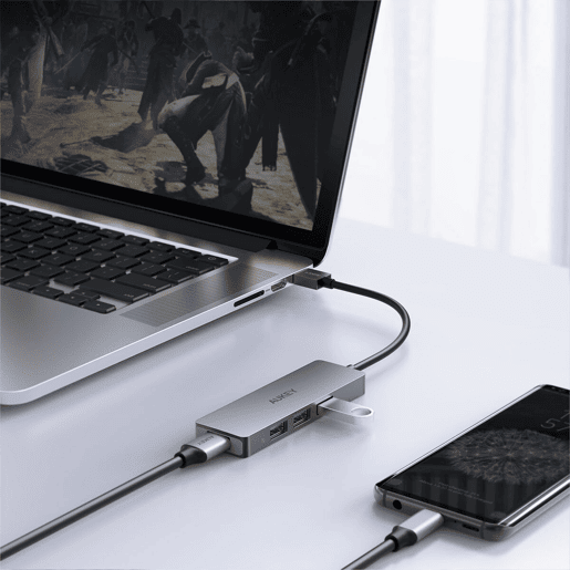 Hub USB Aukey CB-H36 AlumÃnio Hub USB Aukey CB-H36 AlumÃnio