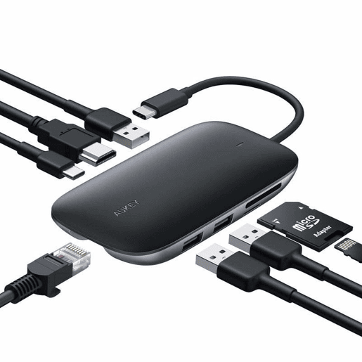 Hub USB Aukey CB-C71 Preto 100 W Hub USB Aukey CB-C71 Preto 100 W