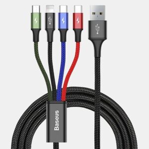Cabo USB para Micro USB, USB-C e Lightning Baseus CA1T4-B01 Preto 1,2 m