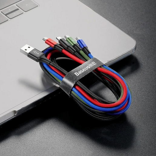Cabo USB para Micro USB, USB-C e Lightning Baseus CA1T4-B01 Preto 1,2 m Cabo USB para Micro USB, USB-C e Lightning Baseus CA1T4-B01 Preto 1,2 m