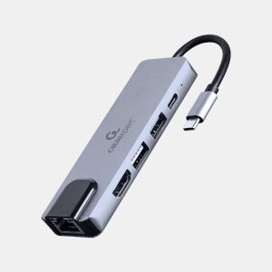 Hub USB GEMBIRD A-CM-COMBO5-04 Prateado