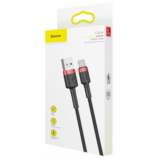 Cabo USB A para USB C Baseus Cafule Preto 2 m Cabo USB A para USB C Baseus Cafule Preto 2 m