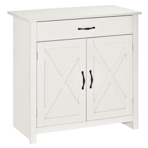 HOMCOM Aparador de Cozinha com 1 Gaveta e Prateleira Interior Ajustável Móvel Auxiliar Decorativo para Sala de Jantar Sala de Estar 80x39,7x80 cm Branco