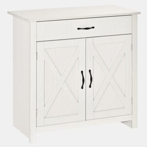 HOMCOM Aparador de Cozinha com 1 Gaveta e Prateleira Interior Ajustável Móvel Auxiliar Decorativo para Sala de Jantar Sala de Estar 80x39,7x80 cm Branco