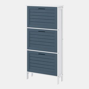 HOMCOM Sapateira Estreita Armário para Sapatos Alto com 3 Compartimentos para 6 Pares de Sapatos para Entrada Corredor 53x18x108,5 cm Cinza e Branco