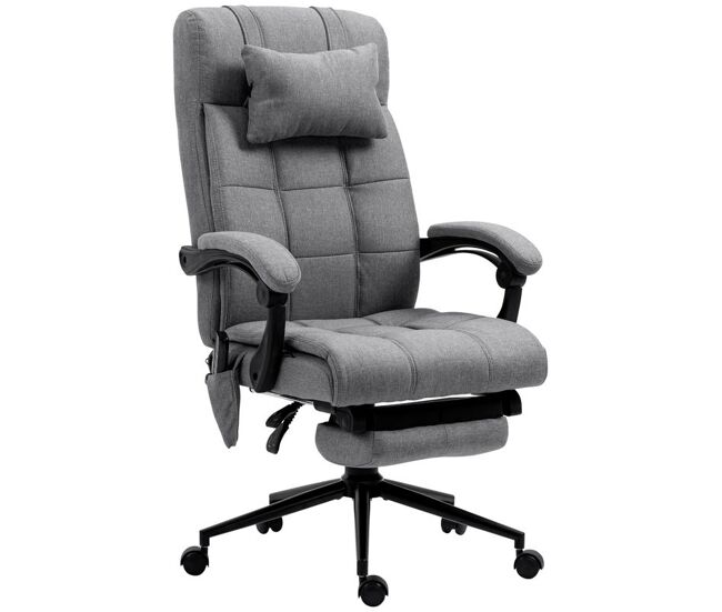 Vinsetto silla de oficina giratoria con masaje, silla de escritorio reclinable hasta 155°, función de calefacción, altura ajustable, reposapiés, para