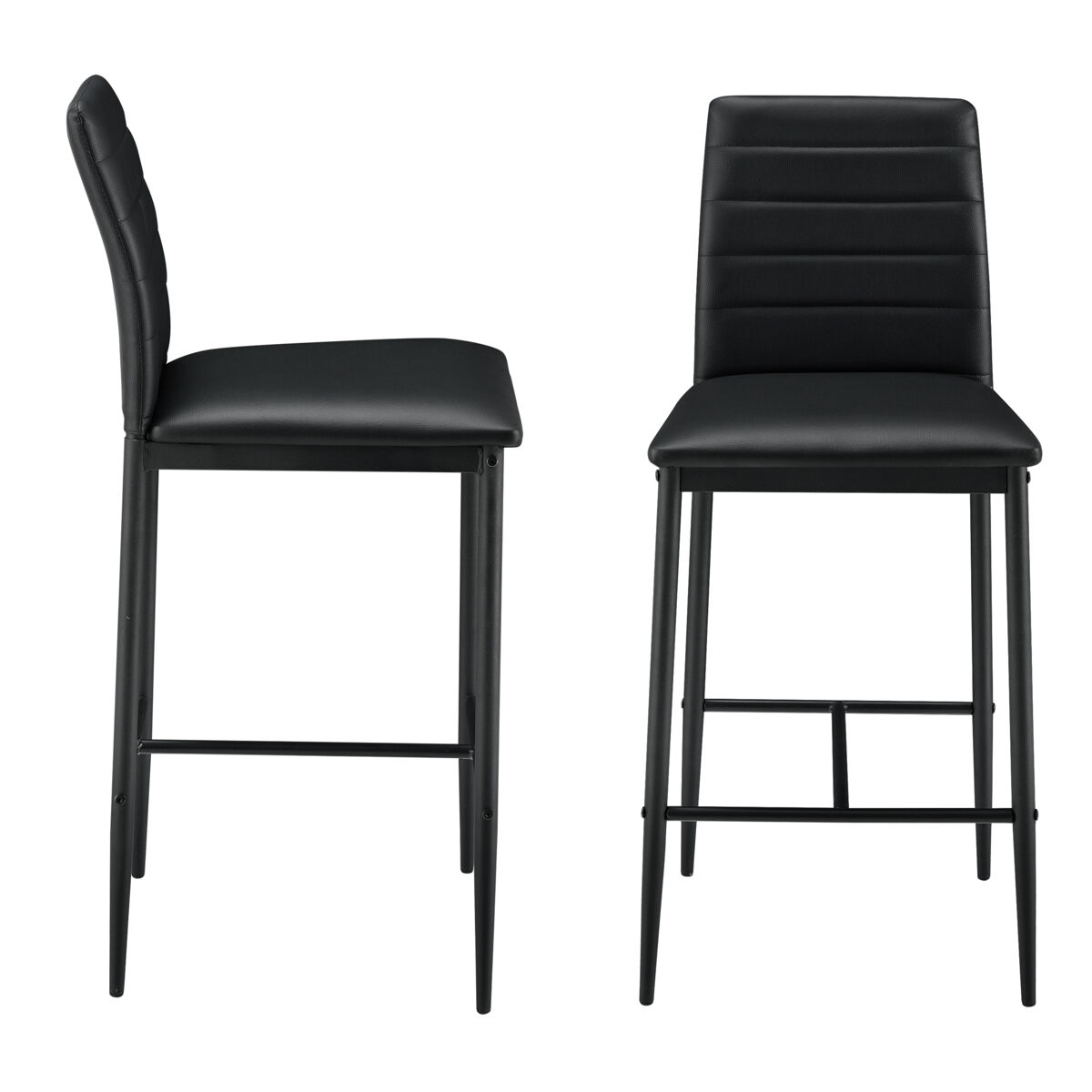 Juego de 2x taburetes de bar lidköping 96 x 43 x 47cm acolchado patas de acero sinterizado negro [en.casa]