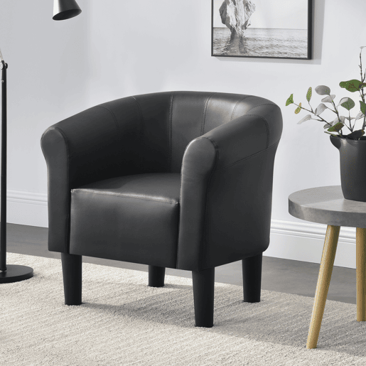 Poltrona Relax Jelgava plástico couro sintético 70x70x58 cm preto en.casa