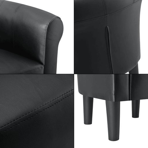Poltrona Relax Jelgava plástico couro sintético 70x70x58 cm preto en.casa