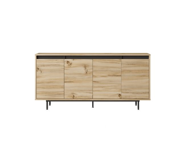 Aparador luvio con 4 puertas - patas de metal - venprodin - 160 cm negro