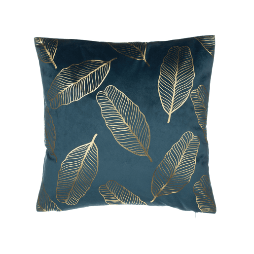 Conjunto de 2 almofadas decorativas FREESIA Veludo 45 x 45 cm Azul esverdeado Padrão de plantas