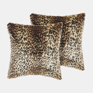 Conjunto de 2 almofadas decorativas FOXTAIL Imitação de pele 45 x 45 cm Castanho Padrão animal