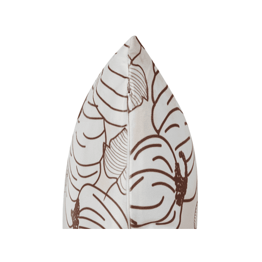 Conjunto de 2 almofadas decorativas GOURD Veludo 45 x 45 cm Creme Padrão de plantas
