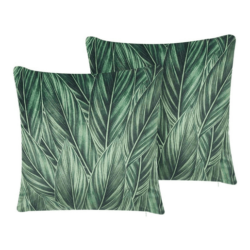 Conjunto de 2 almofadas decorativas DIASCIA Veludo 45 x 45 cm Verde Padrão de plantas