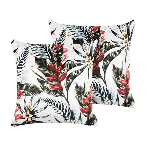 Conjunto de 2 almofadas decorativas EDELWEISS Veludo 45 x 45 cm Multicolor Padrão de plantas