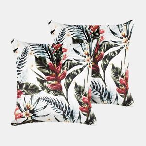 Conjunto de 2 almofadas decorativas EDELWEISS Veludo 45 x 45 cm Multicolor Padrão de plantas