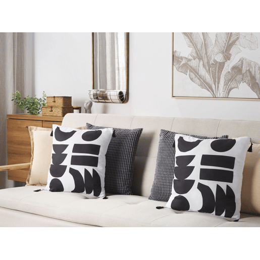 Conjunto de 2 almofadas decorativas LIRIOPE 45 x 45 cm PretoBranco Padrão geométrico