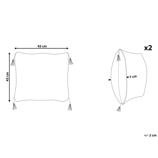 Conjunto de 2 almofadas decorativas LIRIOPE 45 x 45 cm PretoBranco Padrão geométrico