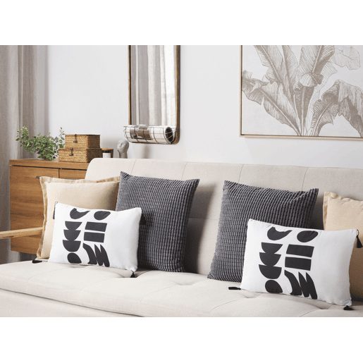 Conjunto de 2 almofadas decorativas LIRIOPE 30 x 50 cm PretoBranco Padrão geométrico