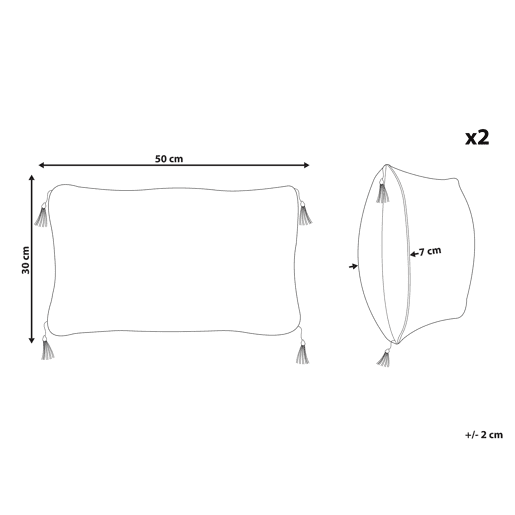 Conjunto de 2 almofadas decorativas LIRIOPE 30 x 50 cm PretoBranco Padrão geométrico