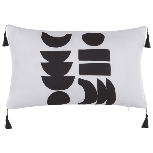 Conjunto de 2 almofadas decorativas LIRIOPE 30 x 50 cm PretoBranco Padrão geométrico