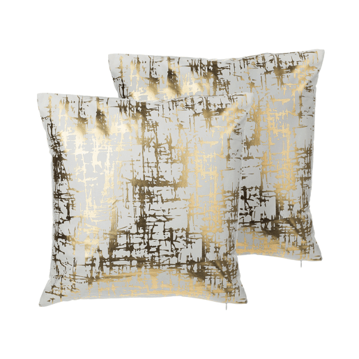 Conjunto de 2 almofadas decorativas GARDENIA Algodão 45 x 45 cm Dourado Padrão abstracto