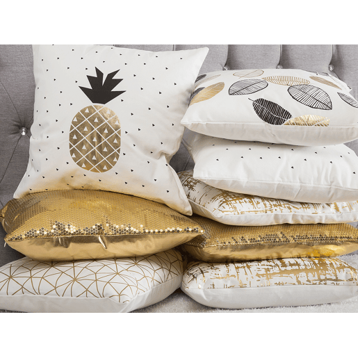 Conjunto de 2 almofadas decorativas GARDENIA Algodão 45 x 45 cm Dourado Padrão abstracto