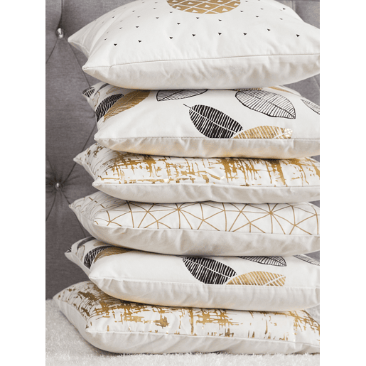 Conjunto de 2 almofadas decorativas GARDENIA Algodão 45 x 45 cm Dourado Padrão abstracto