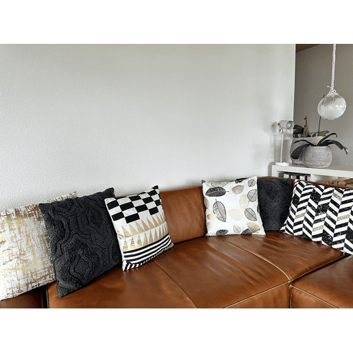 Conjunto de 2 almofadas decorativas GARDENIA Algodão 45 x 45 cm Dourado Padrão abstracto