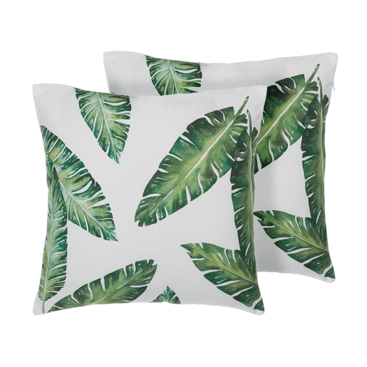 Conjunto de 2 almofadas decorativas DIANELLA 45 x 45 cm Verde escuro Padrão de plantas
