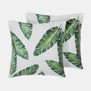Conjunto de 2 almofadas decorativas DIANELLA 45 x 45 cm Verde escuro Padrão de plantas