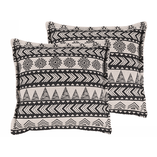 Conjunto de 2 almofadas decorativas HENTEPE Algodão 45 x 45 cm Preto Padrão geométrico