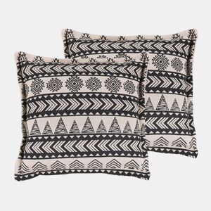 Conjunto de 2 almofadas decorativas HENTEPE Algodão 45 x 45 cm Preto Padrão geométrico