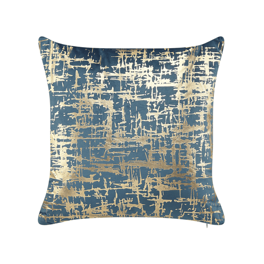 Conjunto de 2 almofadas decorativas GARDENIA Veludo 45 x 45 cm Azul Padrão abstracto