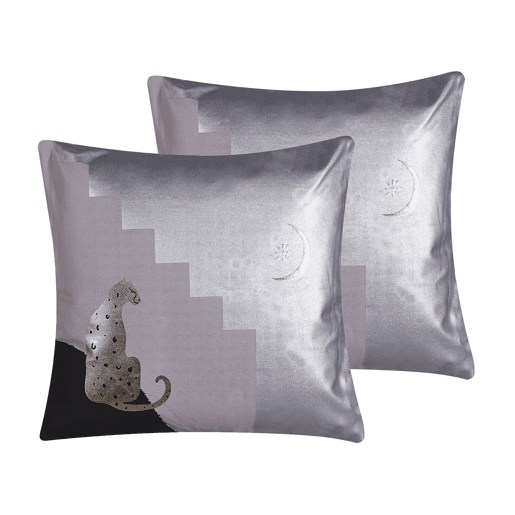 Conjunto de 2 almofadas decorativas DIGITALIS Algodão 45 x 45 cm Cinzento Padrão abstracto