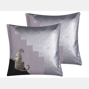 Conjunto de 2 almofadas decorativas DIGITALIS Algodão 45 x 45 cm Cinzento Padrão abstracto