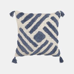 Almofada decorativa JACARANDA Algodão 45 x 45 cm Azul Padrão geométrico