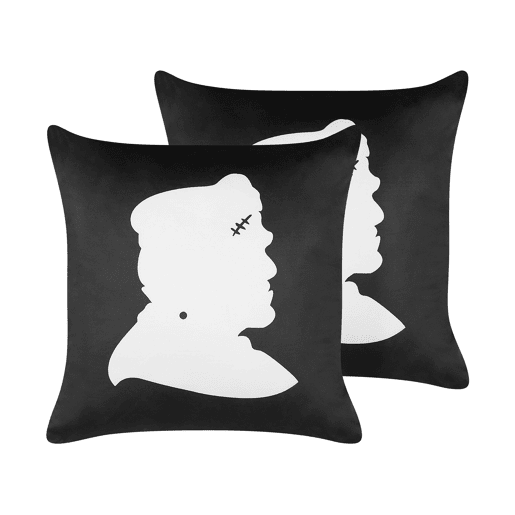 Conjunto de 2 almofadas decorativas FRANKLINIA Veludo 45 x 45 cm Preto Padrão abstracto