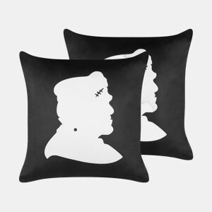 Conjunto de 2 almofadas decorativas FRANKLINIA Veludo 45 x 45 cm Preto Padrão abstracto