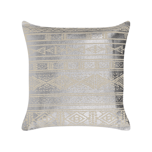 Conjunto de 2 almofadas decorativas OUJDA Algodão 50 x 50 cm Prateado Padrão geométrico