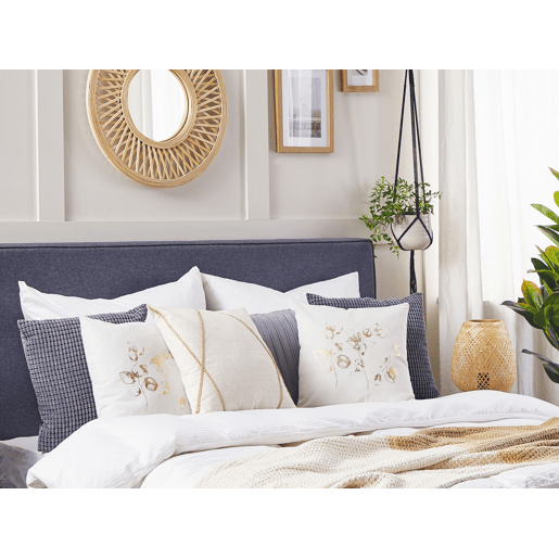 Conjunto de 2 almofadas decorativas GOMPHRENA 45 x 45 cm Creme claro Padrão de plantas