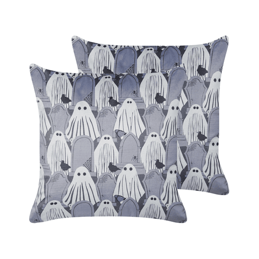 Conjunto de 2 almofadas decorativas FANATE Veludo 45 x 45 cm Cinzento Padrão abstracto