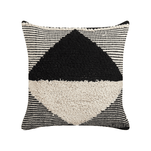 Almofada decorativa KHORA Algodão 50 x 50 cm Preto Padrão geométrico
