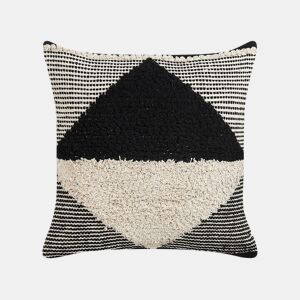 Almofada decorativa KHORA Algodão 50 x 50 cm Preto Padrão geométrico