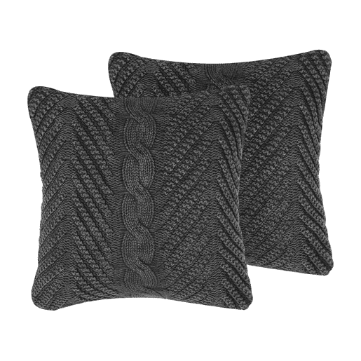 Conjunto de 2 almofadas decorativas KONNI Algodão 45 x 45 cm Cinzento Padrão chevrón