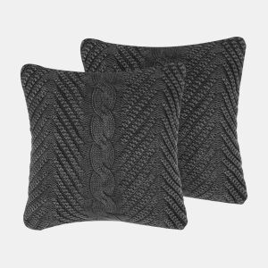 Conjunto de 2 almofadas decorativas KONNI Algodão 45 x 45 cm Cinzento Padrão chevrón