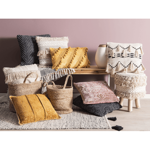 Conjunto de 2 almofadas decorativas KONNI Algodão 45 x 45 cm Cinzento Padrão chevrón